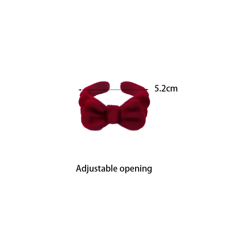 New Trendy Velvet Bow Rings for Women Vintage Blue Flocking Wine Red Open Ring Index Finger Rings Jewlery for Ladies Girls Gift