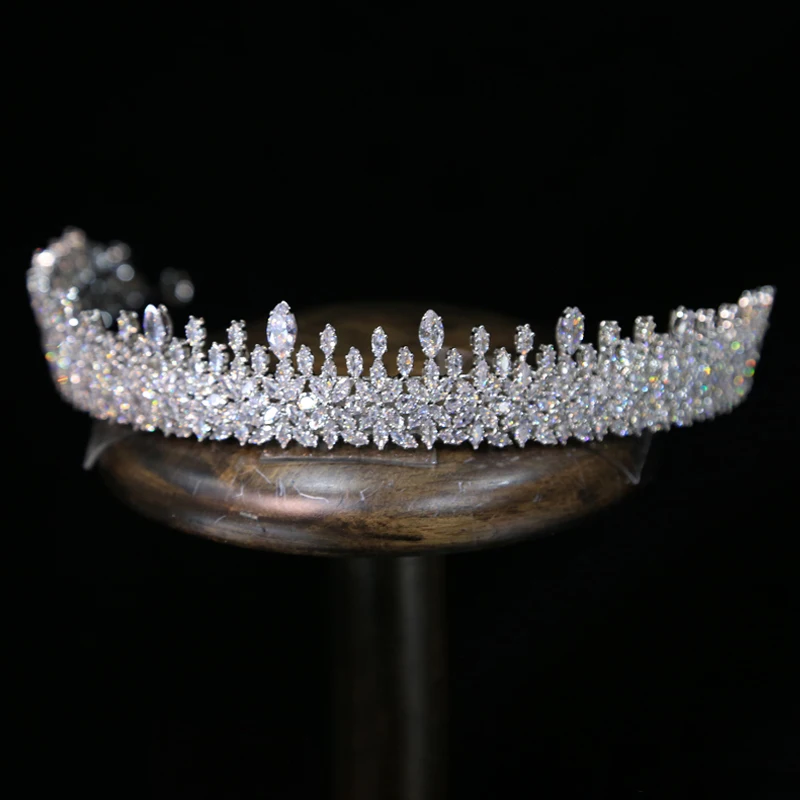 Simple Cubic Zircon Wedding Crowns Headbands Crystal Evening Hairbands Brides Hair Accessories Prom Jewelry