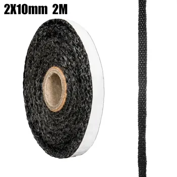 Cuerda plana negra para estufas, cable de sellado para puerta de chimenea de fibra de vidrio autoadhesivo, cinta de junta de repuesto de 10/15mm de ancho y 2m de longitud