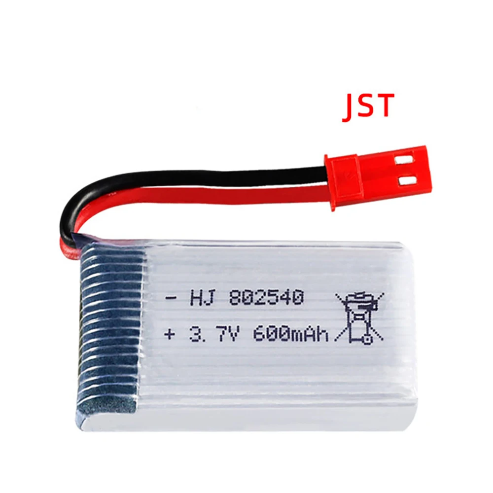 4pcs 3.7v 600mAh 802540 With Jst Plug +Changing For 1315S HJ819 HJ818 509W DFDF161 X400 X500 X800 RC Quadcopter Drone Spare Part