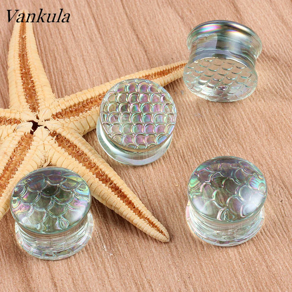 Vankula 2PCS New Product Glass Ear Plugs Cloud Series Glass Plugs Ear Plugs and Tunnel Bright Body Piercing