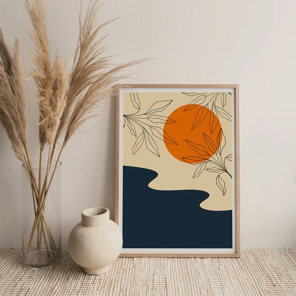 Orange Sunset Poster Hot Air Balloon Turkey Print for Living Room Cactus Desert Picture Home Decoration Wall Art Canvas Painting