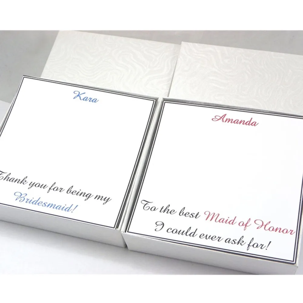 personalized Bridesmaid Earrings box,  note card  with  box, colored font custom bridesmaid proposal, earring card jewelry box,