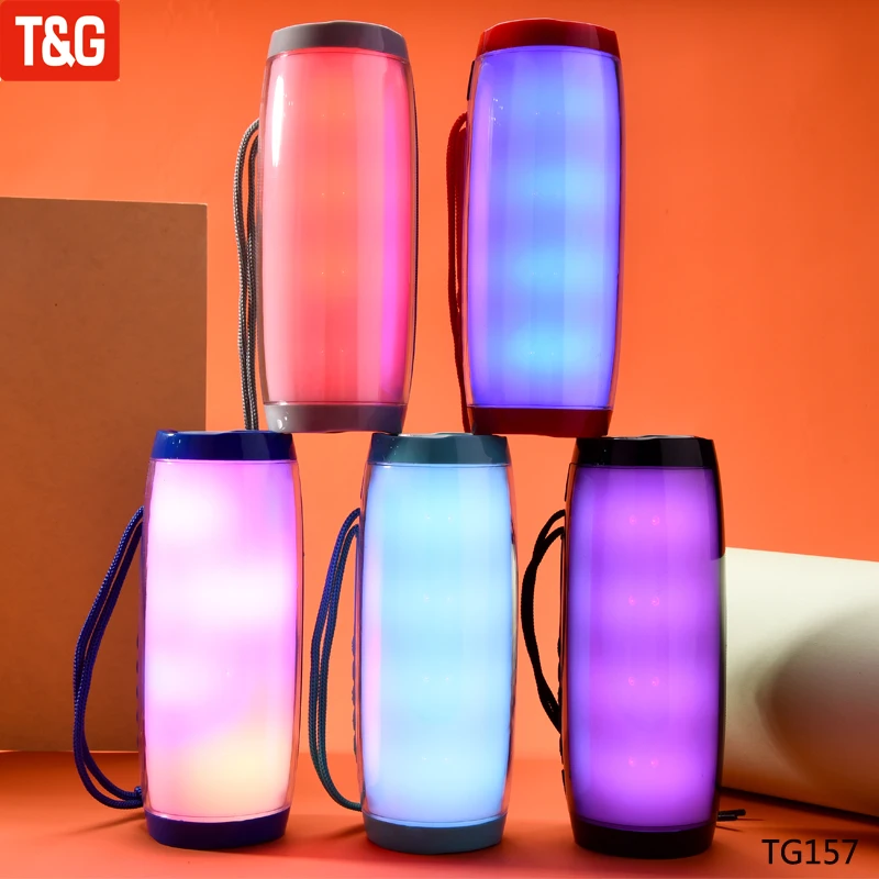 

T&G TG157 Portable Wireless Bluetooth Speaker Waterproof Outdoor Speakers Support TF Card Subwoofer Loudspeaker with LED Light