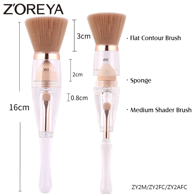 Zoreya Reise 3in1 Bilden Weichen Mehrzweck Tragbare Make-Up Pinsel Abgewinkelt Schwamm Stirn Lidschatten Pulver Pinsel Kosmetische