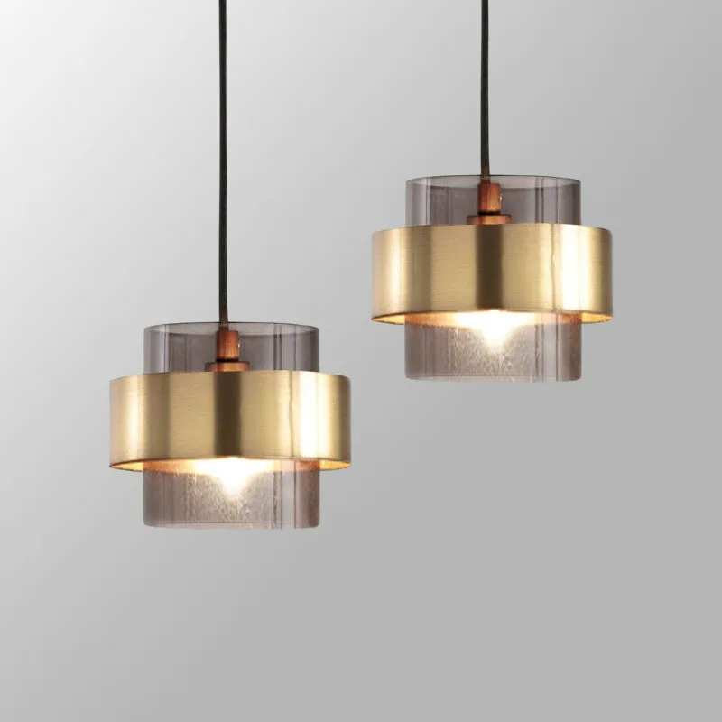 

Modern Gold Cylindrical Glass Led Pendant Lights Nordic Living Room Dining Room Lustre Kitchen Hanging Lamp Home Decor WJ1010