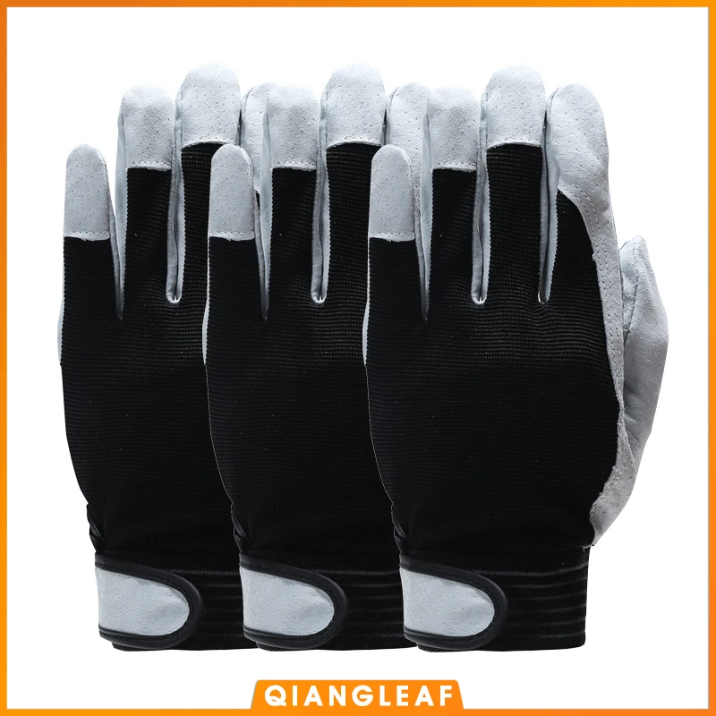 QIANGLEAF 3pcs Neutral Ultra-thin Microfiber Work Gloves Leather Safety Gloves Driving Gardening Gloves Wear Safety Gloves 310