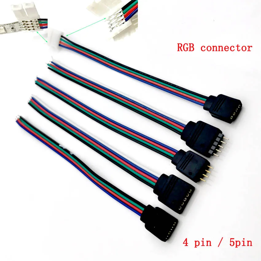 5szt 4Pin 5Pin LED Kabel męski żeński Adapter złącza Przewód do 5050 3528 SMD RGB RGBW LED Strip Light RGB RGBW LED Controller