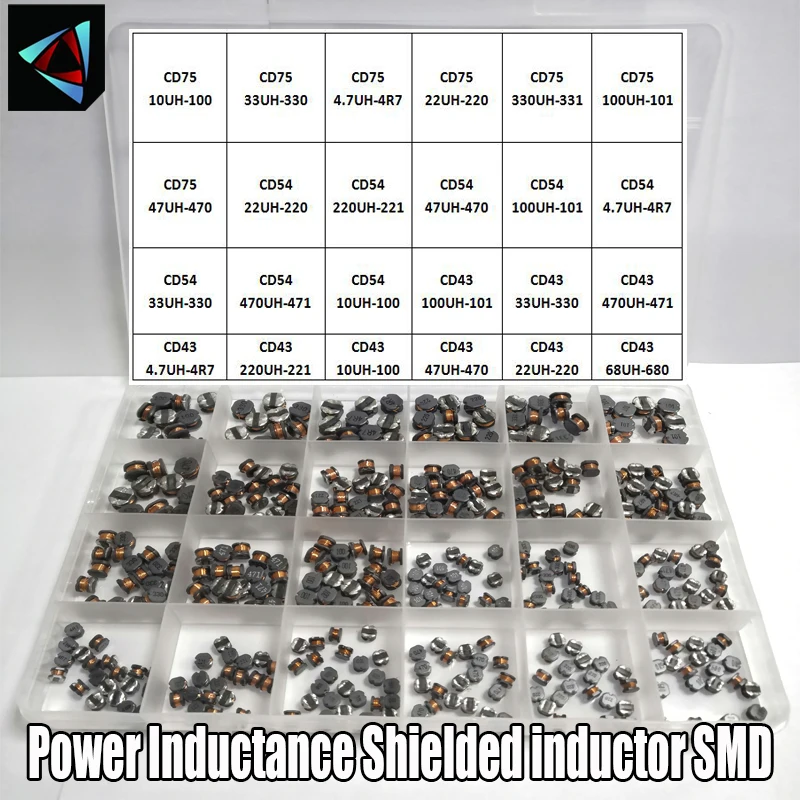 480PCS CD32 CD43 CD54 CD75 24Value Power Inductance Shielded Inductor SMD 2.2/3.3/4.7/10/15/22/33/47/68/100/150/220/330-680UH