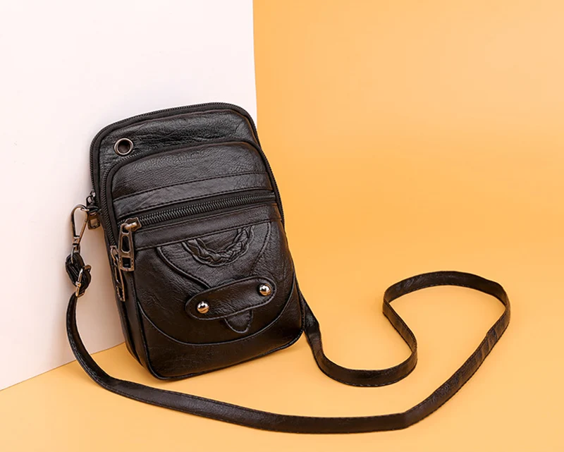 Vintage Pu Leder Umhängetaschen für Frauen kleine Cross body Telefon Geldbörse Handtasche Tasche weibliche Brieftaschen Tasche – Detail 16