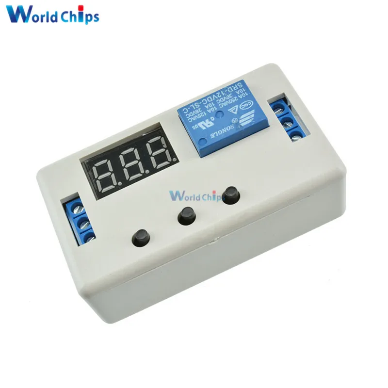 Digital LED Display Time Delay Relay Module Board DC 12V Control Programmable Timer Switch Trigger Cycle Module With Case