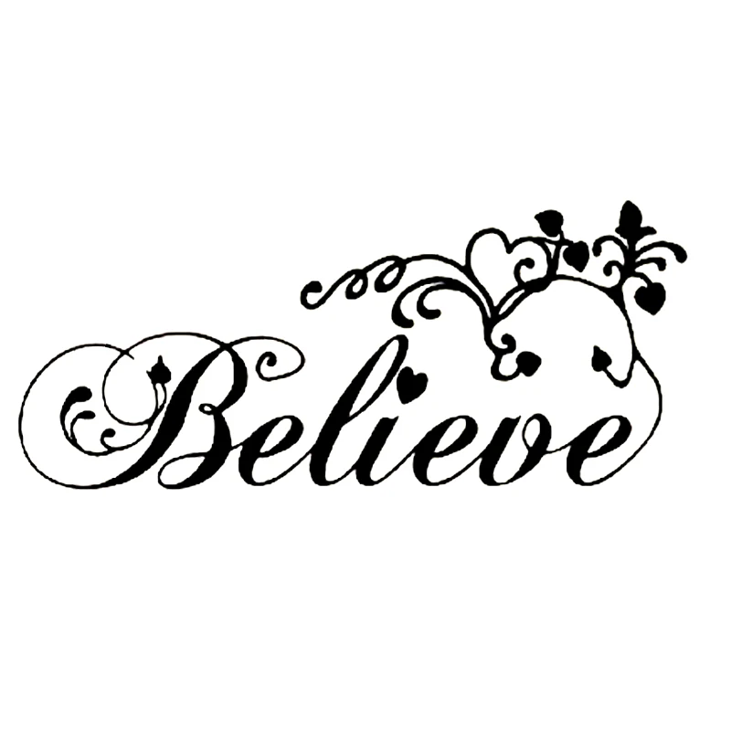 15 * 6.5cm Believe Swirl Vine Hearts Car Truck Window Laptop Fashion Personalized Creative Vinyl Car Sticker