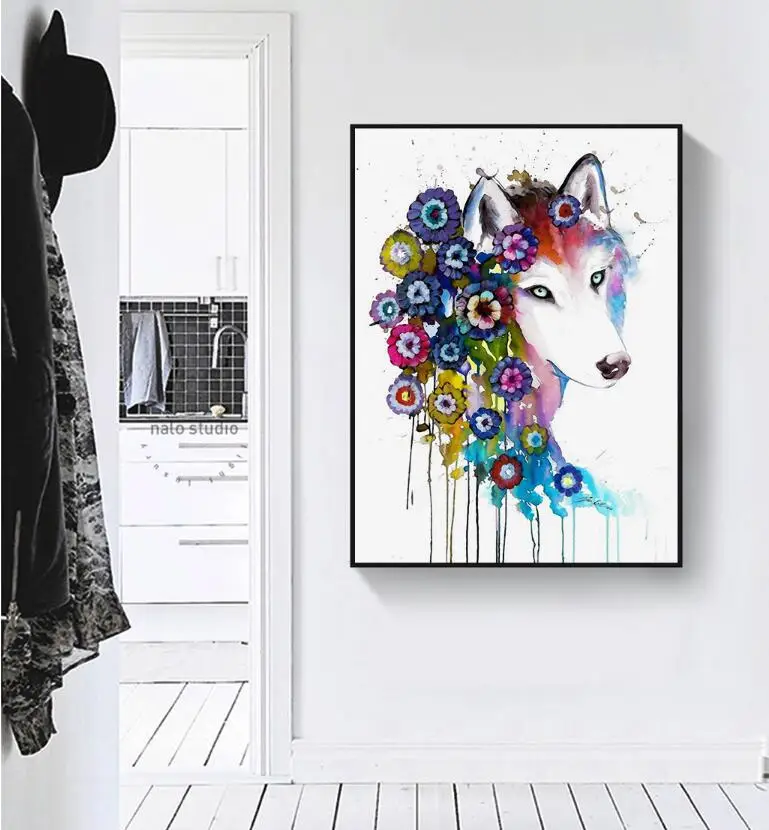Flower Snow Fox Portrait Poster Nordic Minimalism Print Canvas Print Mural Style Art Modular Living Room Bedroom Home Frameless