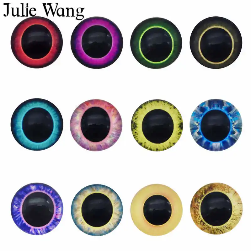 Julie Wang  6-30mm In Pairs Dragon Eyes Cabochons Flatback Round Pupil Glass Human Doll Eyes Round Jewelry Making Accessory