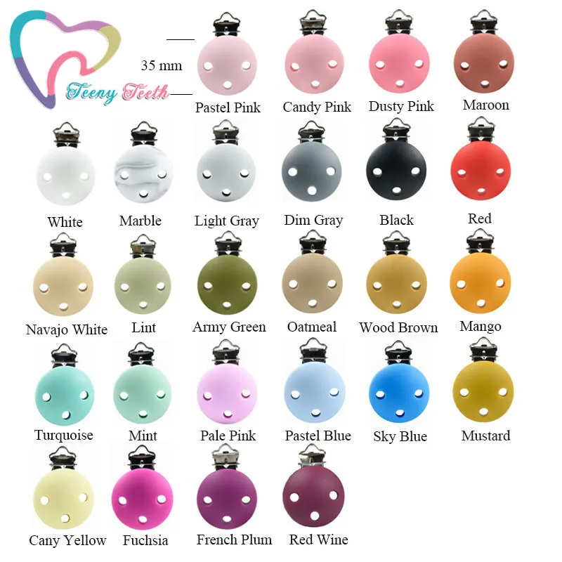 NEW COLORS !!! 10 PCS Silicone Teether Clips Round DIY Baby Pacifier Dummy Chain Holder Soother Nursing Jewelry Toy Round Clips