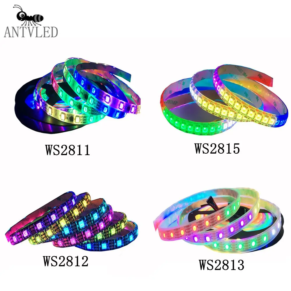 fita led rgb enderecavel individualmente ws2811 ws2812b ws2813 ws2815 1m 5m30 60 144leds por m cc 5v 12v 01