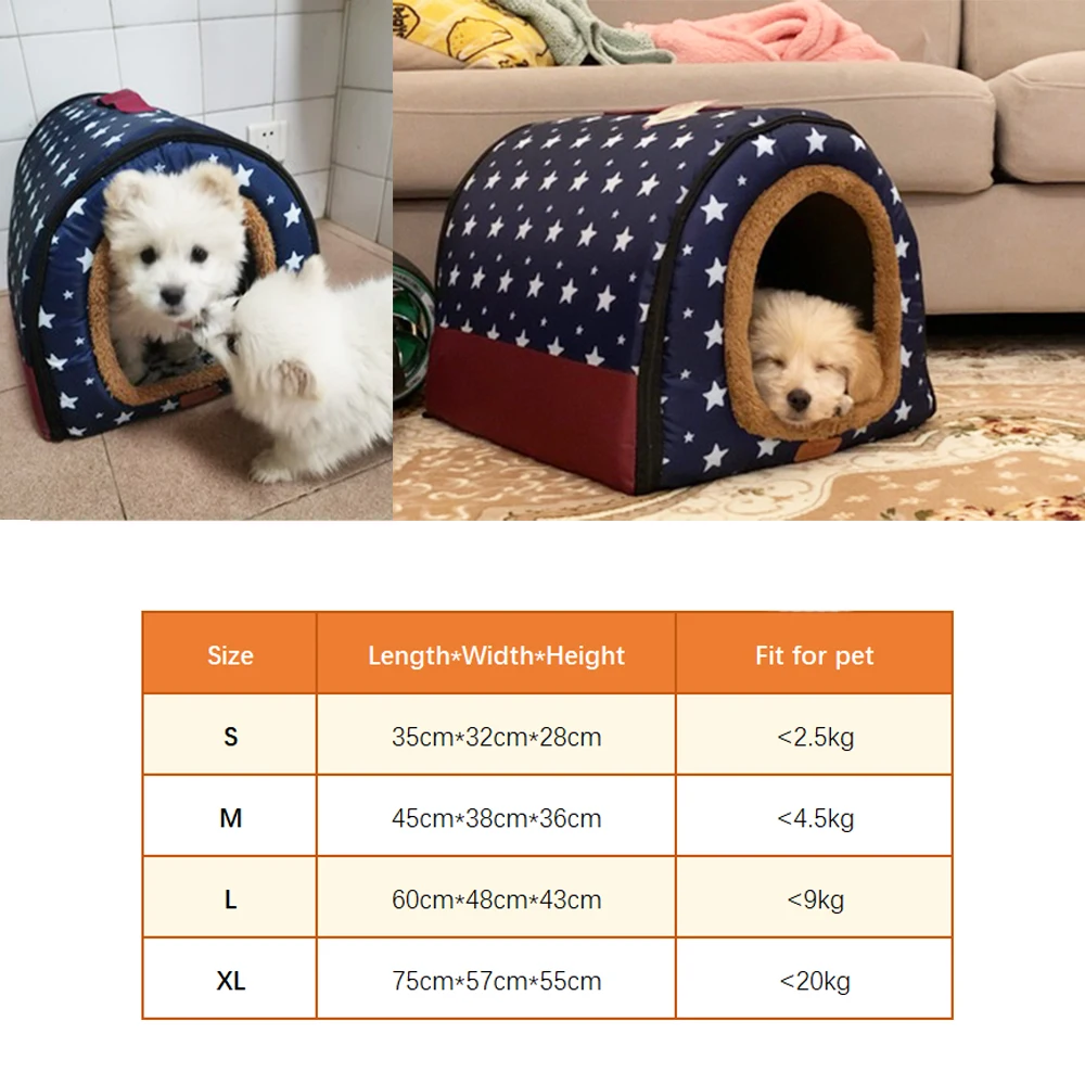 (S-L) Medium Dog Kennel Indoor Soft Comfortable Puppy House Removable Small Dog Bed Cave Winter Warm Pet Sleeping Mat Portable