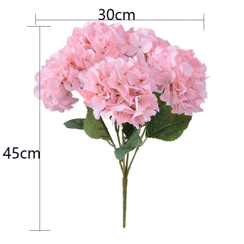 

Artificial Hydrangea Silk Flowers for Home Decoration, Artificial Flower Wall, Wedding Background, Wreath, 5 Heads