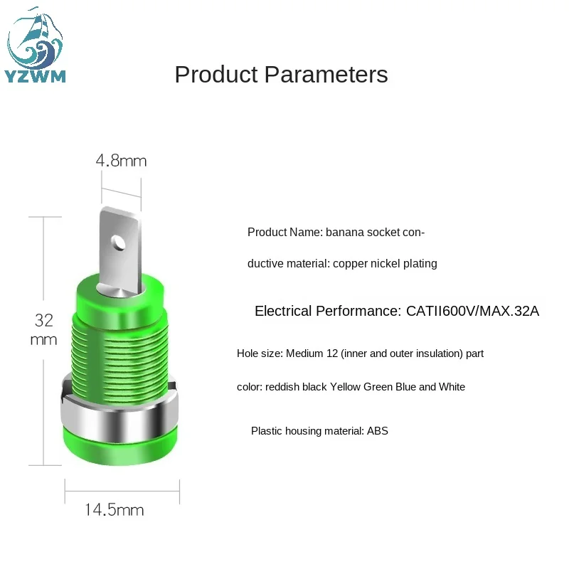 4mm Banana Socket Panel Safety Plug High Current Instrument Terminal Opening 12mm