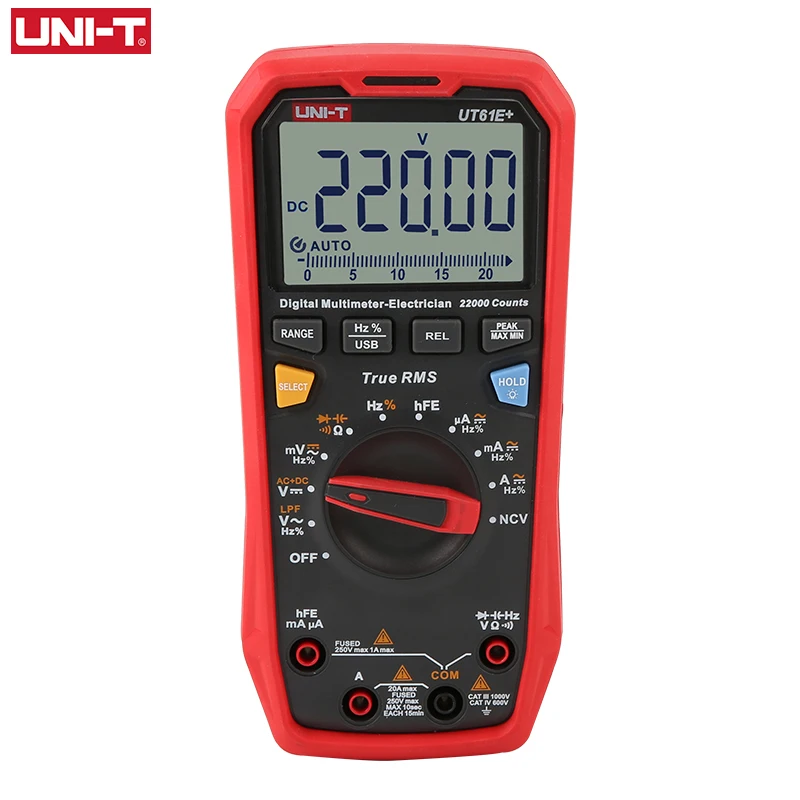 UNI-T UT61E+ True RMS Multimeter Digital Auto Range Unit True RMS  meter 22000 Digits Display  220mF Large Capacitance Testing