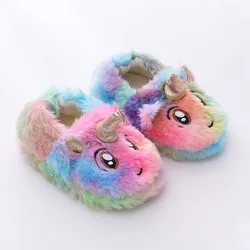 Winter Children's Slippers Boys Girls Home Slippers Cute Unicorn Rabbit Fashion Plush Shoes Comfortable Warm Winter Shoes