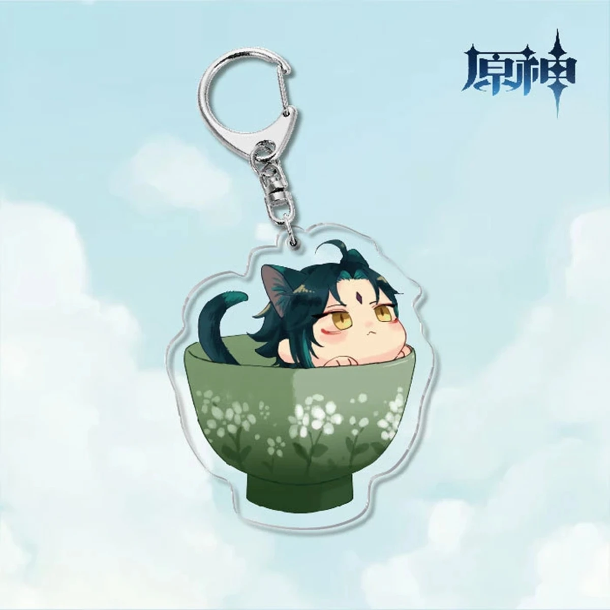 Q Edition Acrylic Keychain Kawayi Genshin Impact Anime Cosplay Super Cute Cat Style Character Accessories