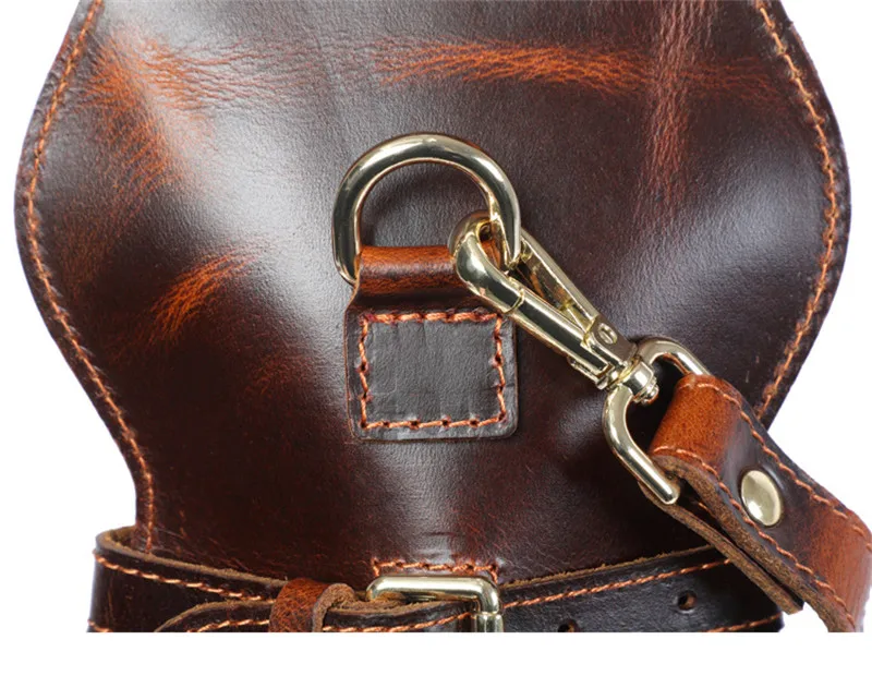 PNDME retro crazy horse cowhide men women cute cat shape chest bag fashion natural real leather designer shoulder crossbody bag