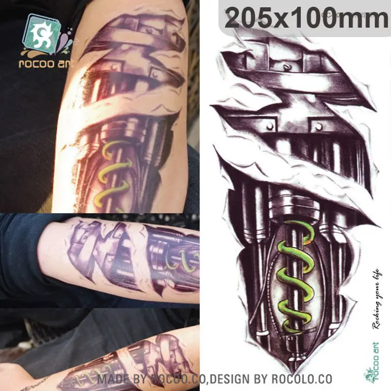 3D Mechanical Arm Temporary Tatoo for Men Body Painting Waterproofg Tattoo Sticker 10 Optional Sexy Tattoo Stickers Fake Tattoos