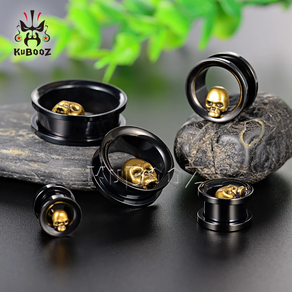 Wholesale Price Stainless Steel Skull Ear Piercing Tunnels Gauges Body Jewelry Ear Screw Gauges Stretchers 34PCS