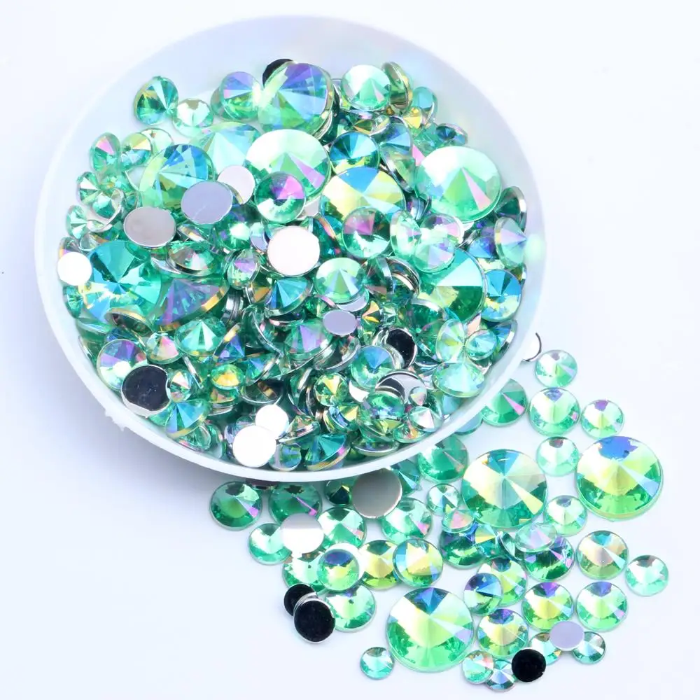 Non Hotfix Acrylic Rhinestones Flatback Pointed 2000pcs 10mm AB Colors Glue On Beads For Crafts Jewelry Making DIY Decorations