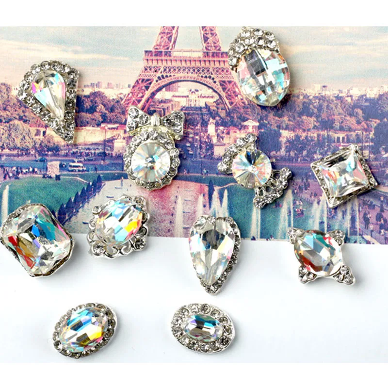 5PCS/BAG Super Shiny Crystal Rhinestones Nails K9 Glass Stones 3D Nail Charms Gems Glitter Faux Ongle Nail Art Decoration 9/10mm