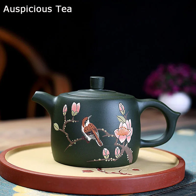 

310ml Traditional Yixing Purple Clay Teapots Raw Ore Green Mud Hand Drawn Tea Pot Chinese Zisha Filter Teaware Set Accessories