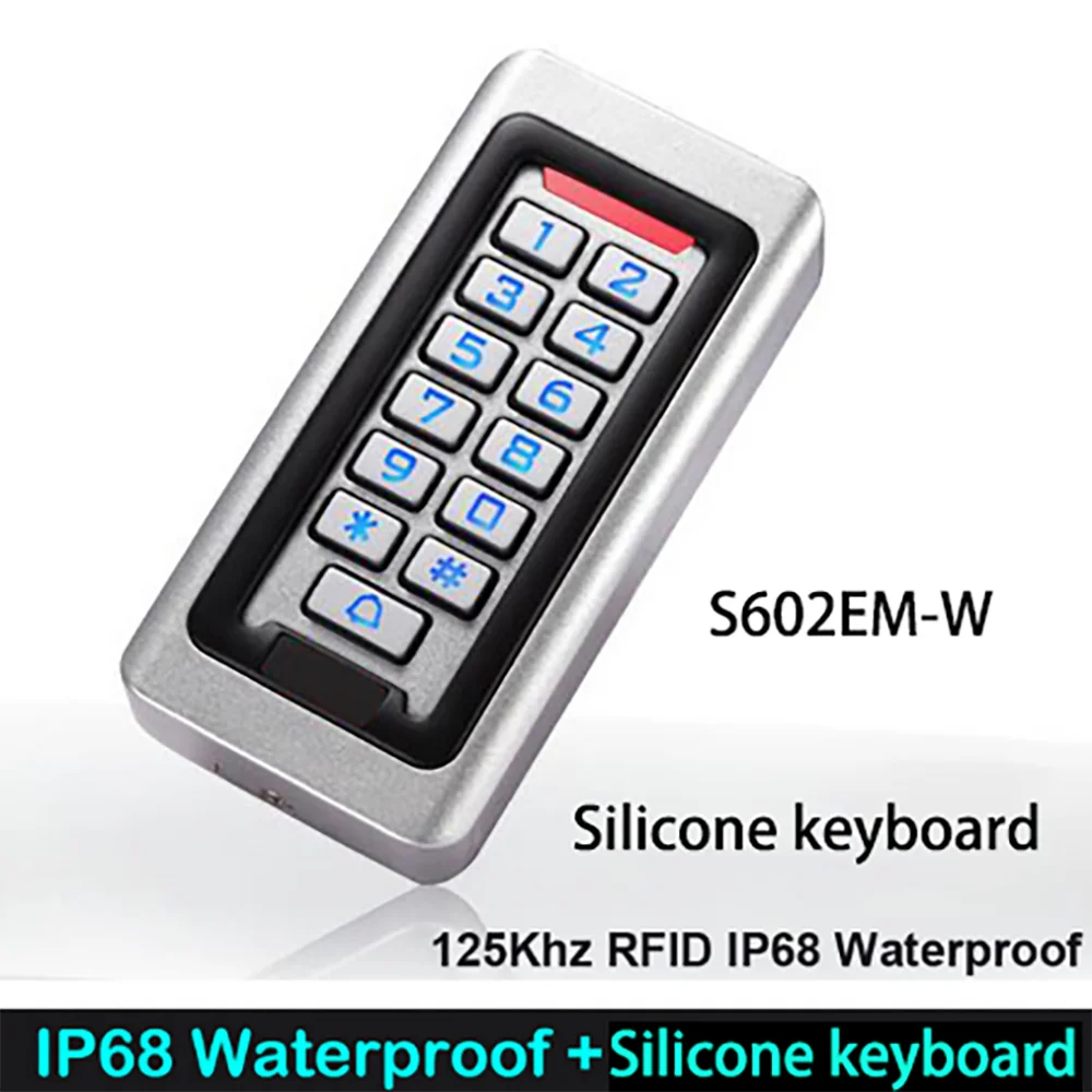 IP68 Waterproof Backlight 125Khz RFID Card Standalone Access Control Reader Password Keypad 2000 Users Outdoor Lock System