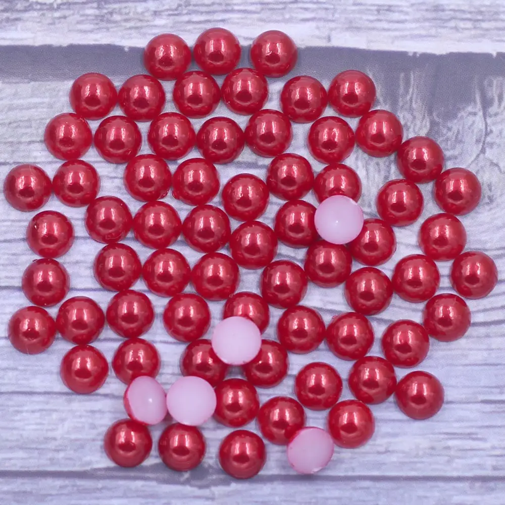 1000-pcs rote halbrunde Harz imitation Flatback Perlen Perlen für Nail Art DIY Handwerk Schmuck Cameo Cabochon Dekoration 2-10mm – Detail 5