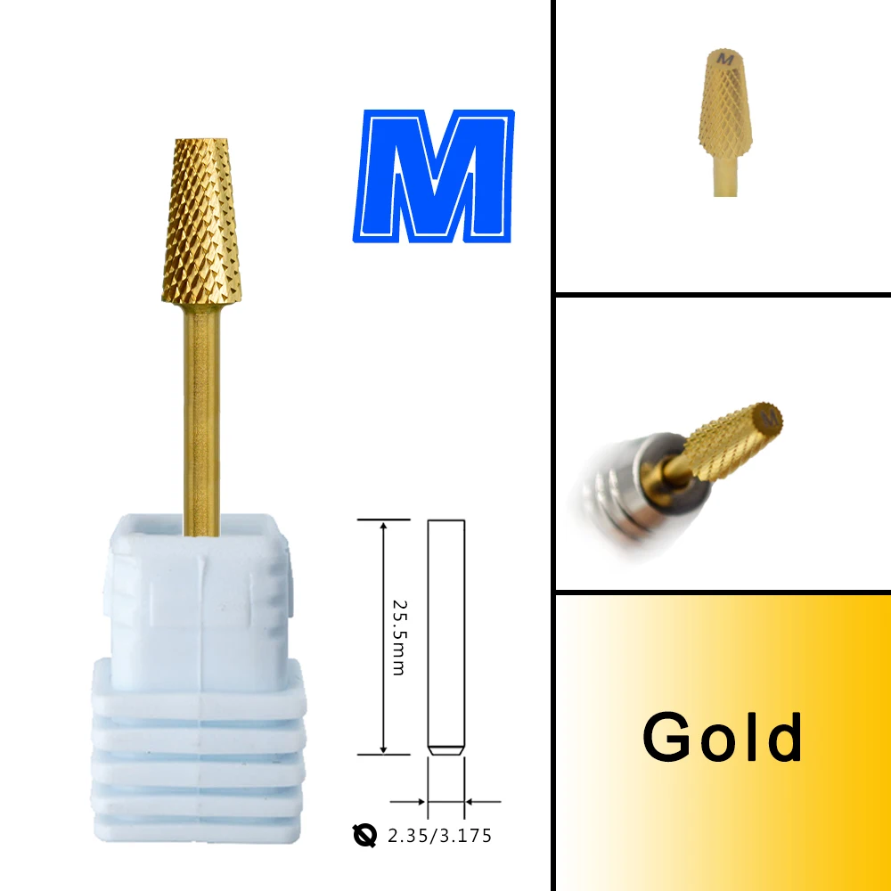 RolinStar 5.2 piccolo trapezio a botte conica oro argento accessorio in acciaio al tungsteno mulini in metallo duro punta da trapano per unghie