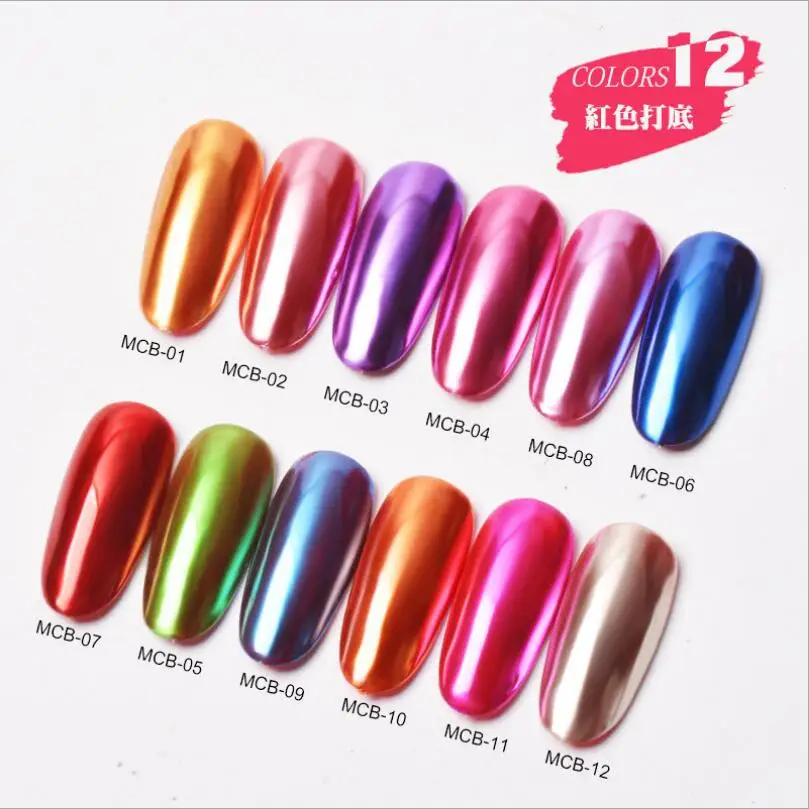 Nail Mirror Powder Box Rose Gold Champagne Gloss Nail Polish Art Nail Decoration Glitter Pigment Powder Manicure Effect T1751