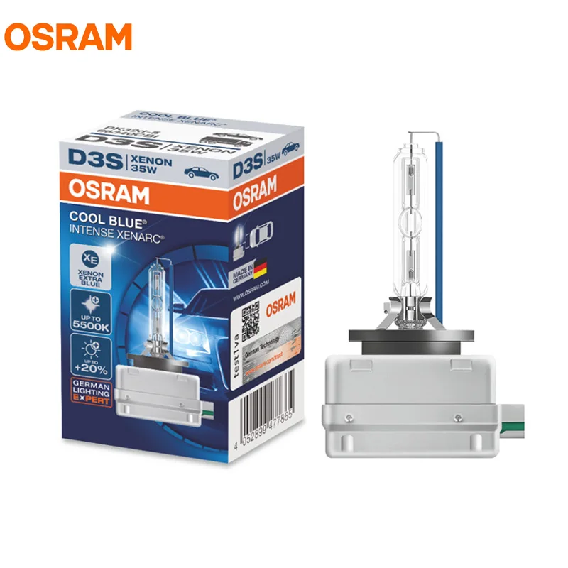 OSRAM D3S 35W 66340CBI 5000K COOL BLUE INTENSE HID OEM Bulb 20% More Light Xenon White Lamp Car Light Headlight, 1X