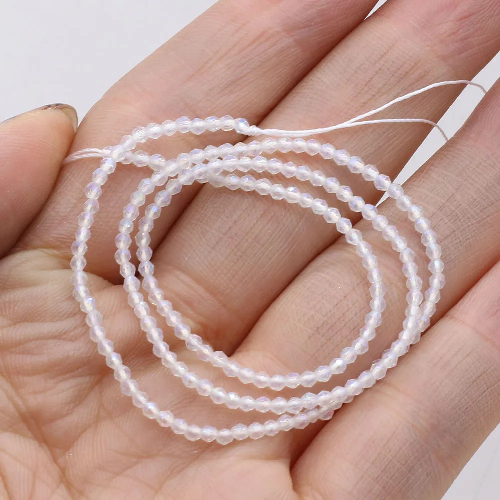 Natural Semi-Precious Stone Crystal Quartz Loose Beads Plating Color 2mm for Jewelry Making DIY Bracelet Necklace Lenght 38cm