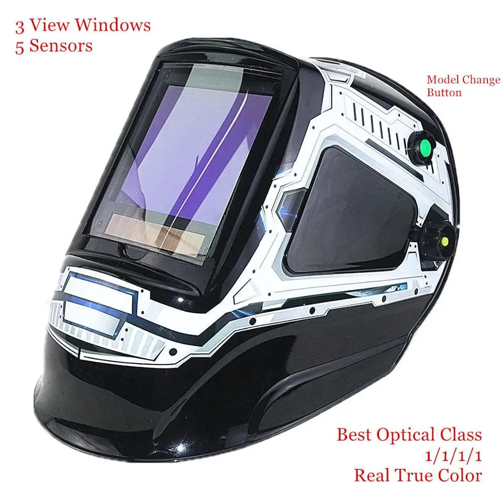 Auto Darkening Welding Mask View Size 100x93mm DIN 4-13 5 Sensors  EN379 Welding Helmet