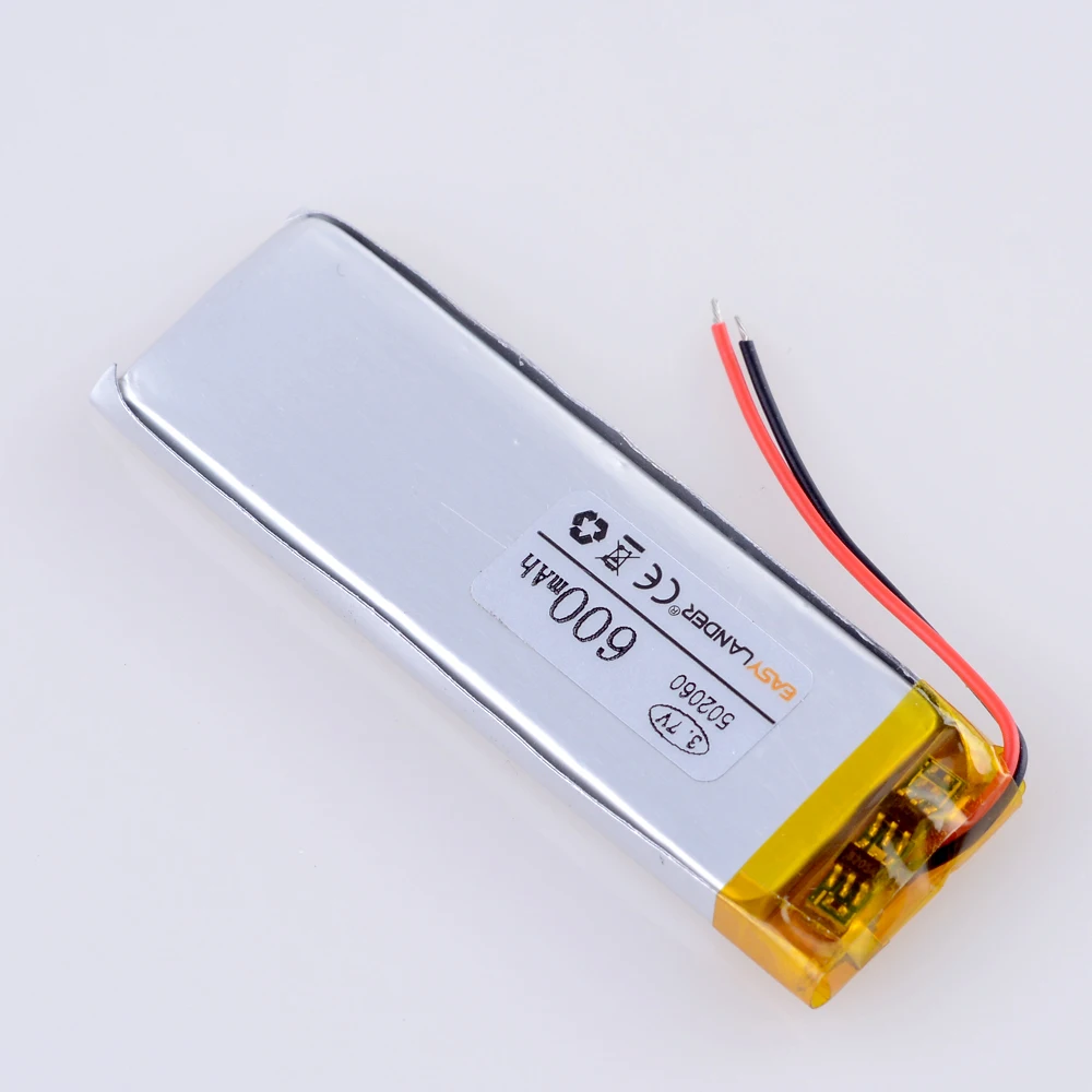 3.7V 600mAh 502060 502160 502260 Lithium Polymer LiPo Rechargeable Battery For Mp3 MP4 GPS bluetooth speaker