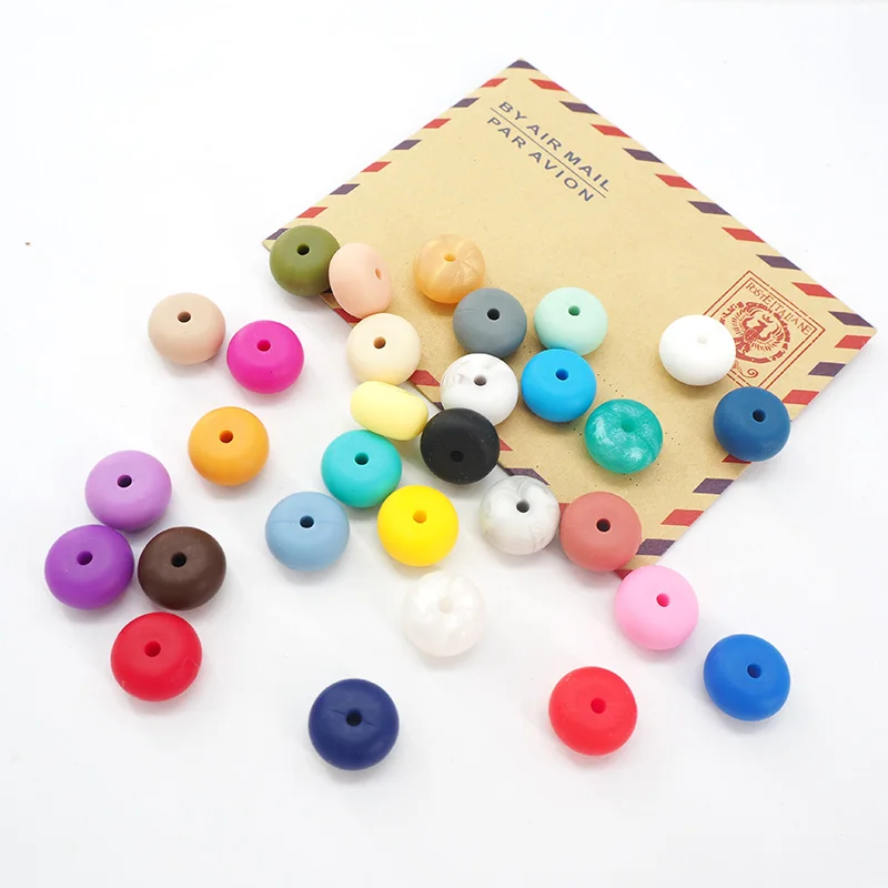 Chenkai 50pcs 14x8mm Silicone Abacus Focal Beads For Beadable Pen Silicone Charms for Pen Necklace Making Silicone Characters