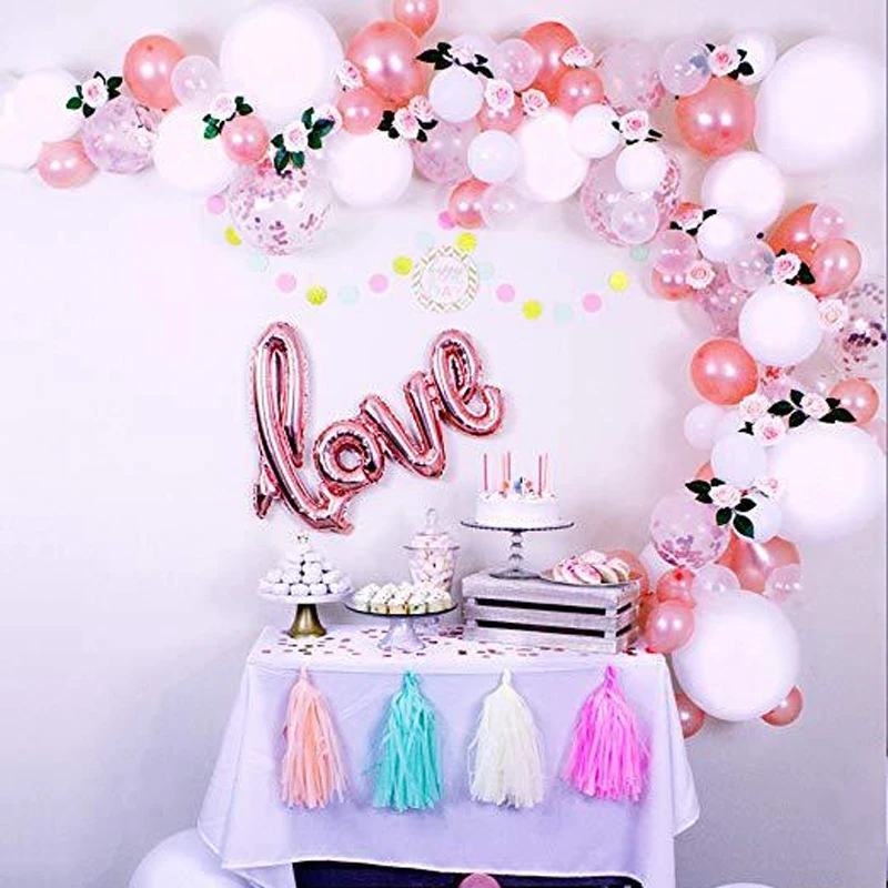 100pcs Balloons Arch Garland Decoration Kits For Wedding Rose Gold Love Foil Ballon Baby Shower Birthday Party baloon Decor