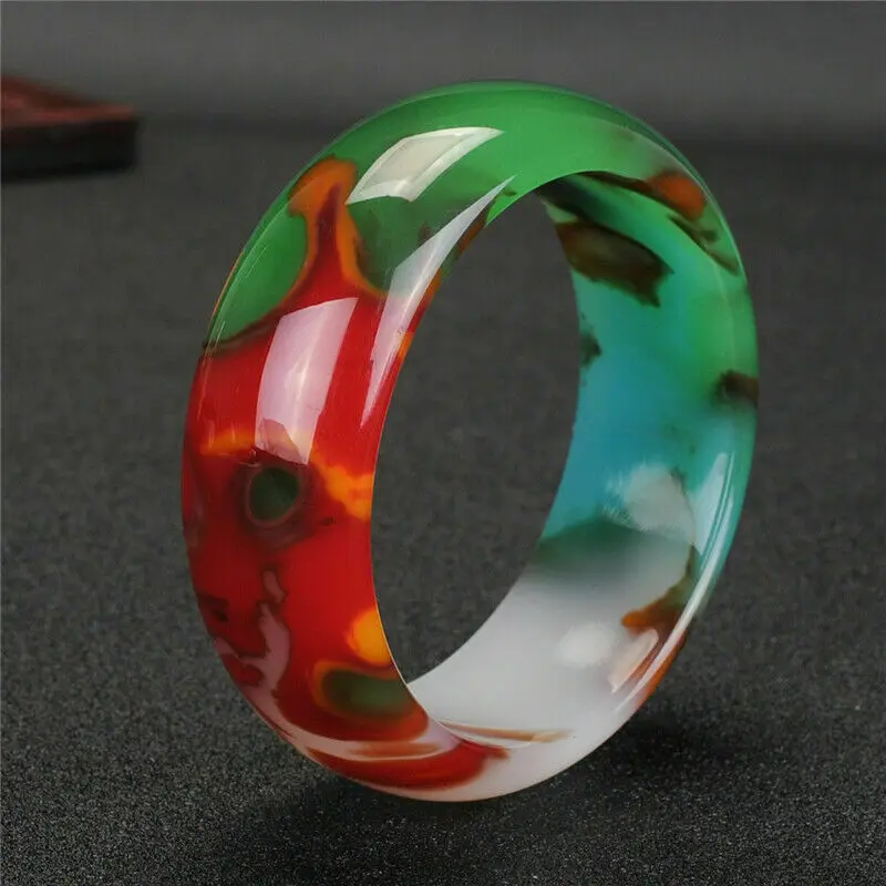China Hand carving Natural red and white jade Bracelet bangle 61mm