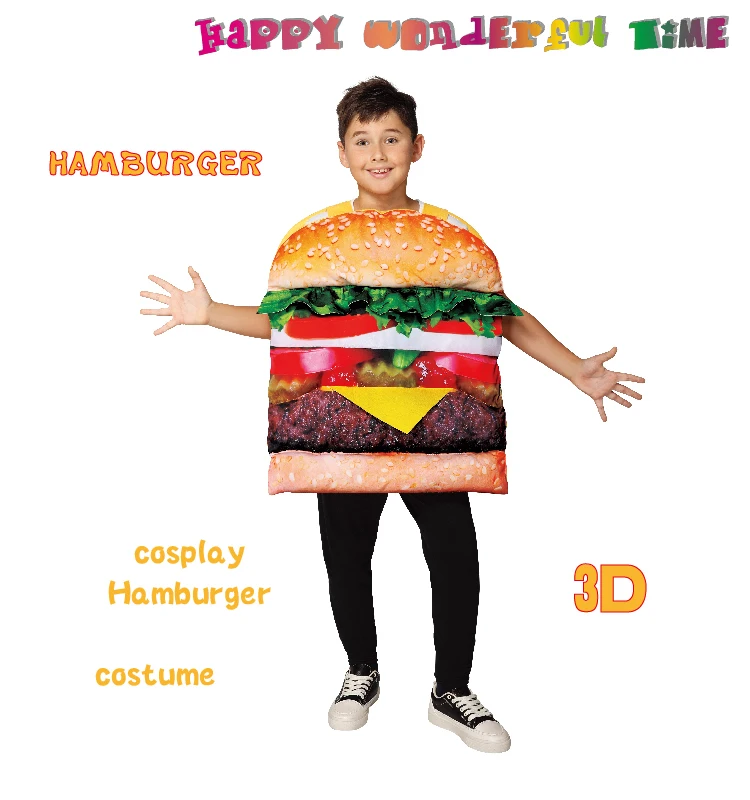 Dzień dziecka kostiumy na Halloween Party Dress śmieszne kostiumy Cosplay jedzenie Hamburger ubrania wydajność kostium sceniczny SL2242