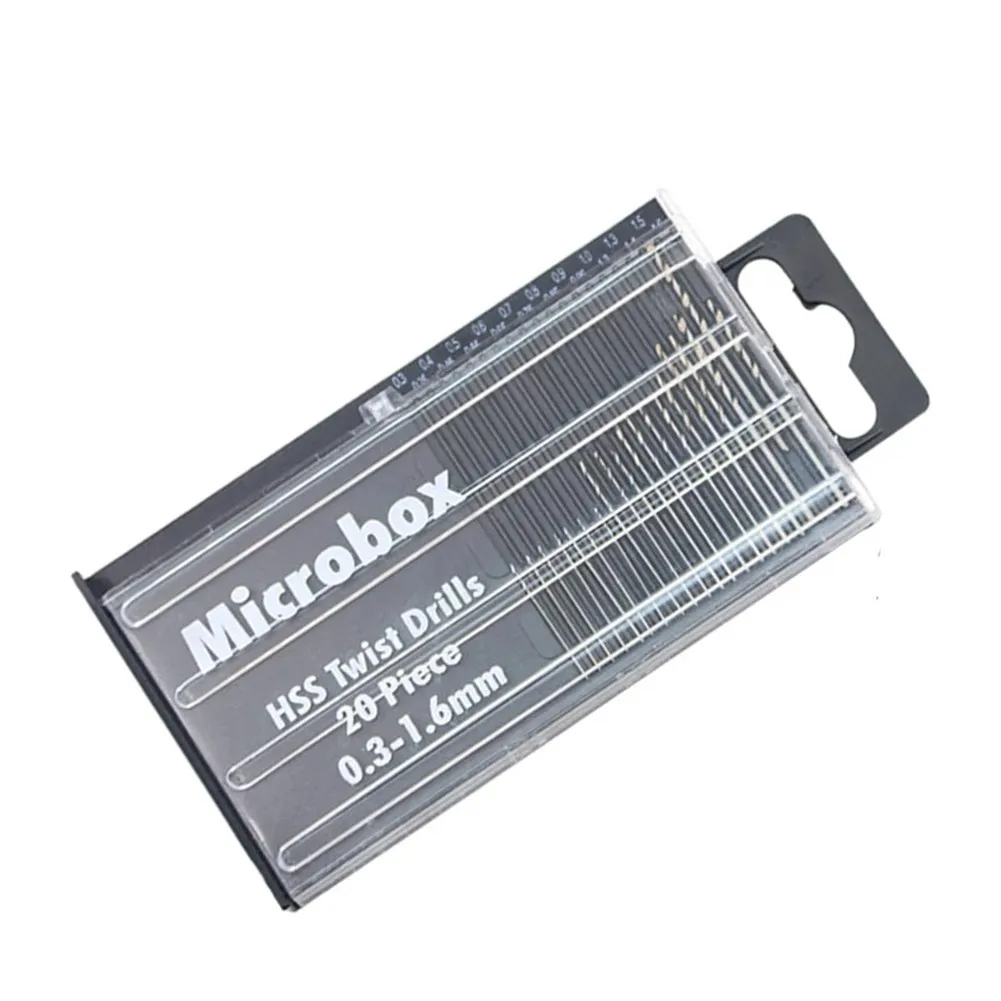 20Pcs 0.3mm-1.6mm Mini punta elicoidale HSS Set Micro punta elicoidale in acciaio ad alta velocità s per gioielli artigianali