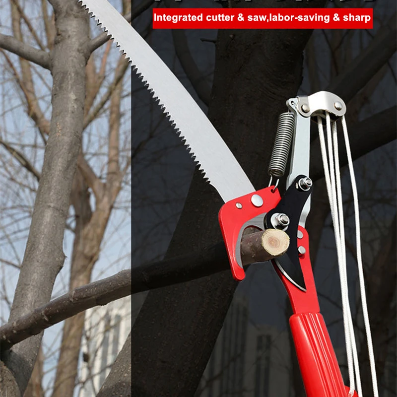 High Altitude Three Pulley Pruning Scissors Tree Pruner Branches Cutter Garden Shears Saw Fruit Pick Cutting Tools Without Rod