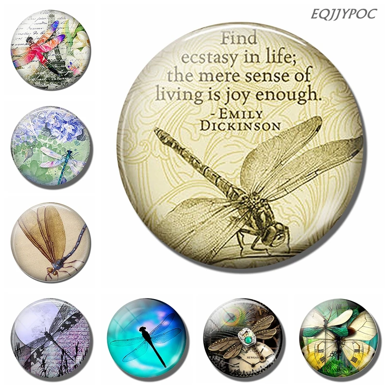 

Dragonfly Fridge Magnets Whiteboard Blackboard Glass Cabochon Cartoon Animals Magnetic Refrigerator Stickers Home Decor 30mm