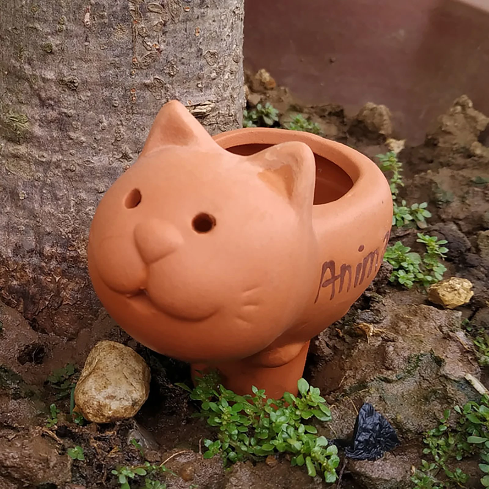 Argila ajustável 12*8.5*5cm dos desenhos animados da ferramenta do conta-gotas do ponto de rega de terracota da planta automática para plantas internas e exteriores