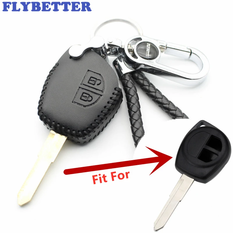 FLYBETTER Genuine Leather 2Button Transponder Remote Key Case Cover For Suzuki Ignis/Alto/SX4/Swift/Vauxhall L80