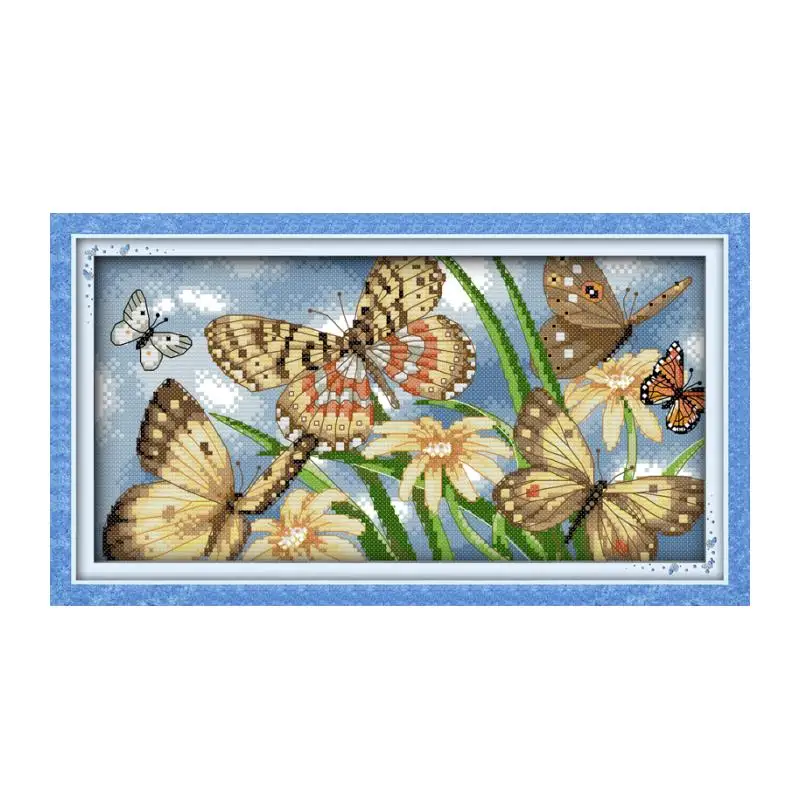 

Бабочки собирают мед, набор для вышивки крестом, цветок 14ct, 18ct, счет, холст, вышивка, сделай сам, рукоделие ручной работы, плюс